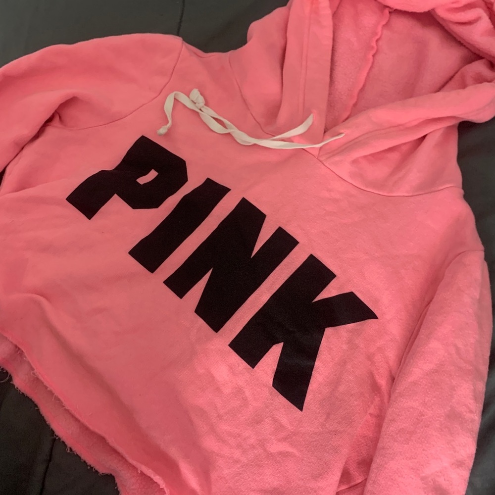 pink cropped hoodie